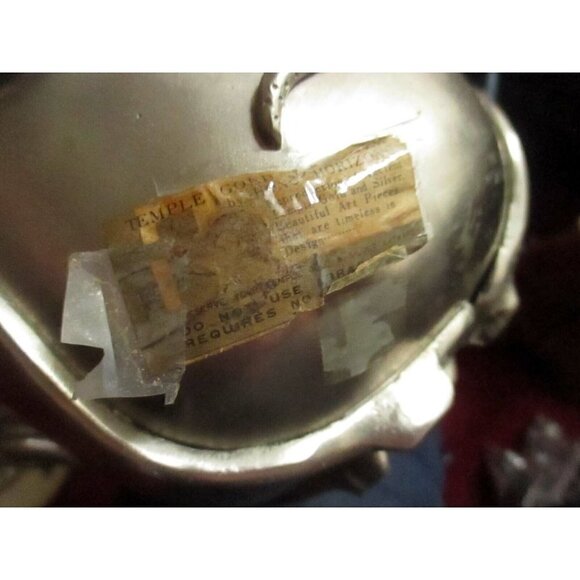 "GOLD AND SILVER" Temple Bowl Hong Horizons Lily Pads motif 2.5 lbs 8" bxd - Picture 3 of 9